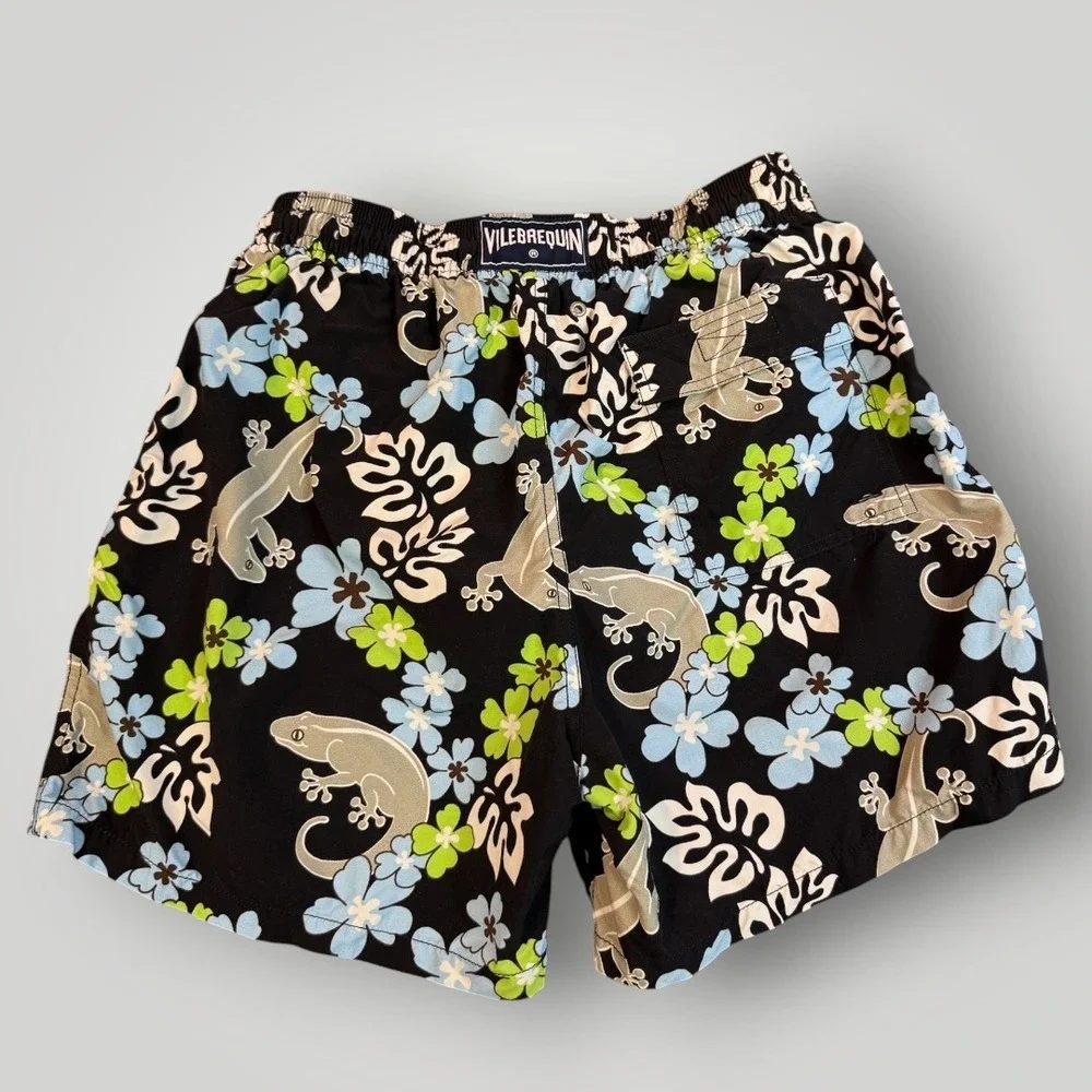 Vilebrequin Boys Swim Trunks Black Gecko Floral Print Size L Kids‎ Shorts